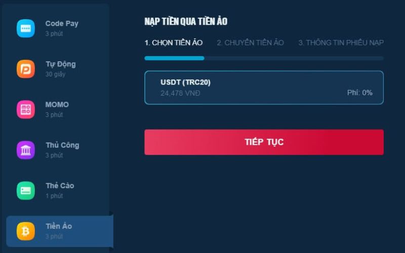 Nạp Tiền vn68 qua nhiều hình thức