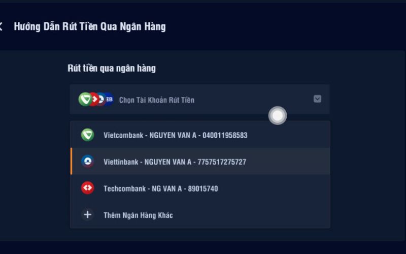 Rút tiền vn68 bằng nhiều nguồn